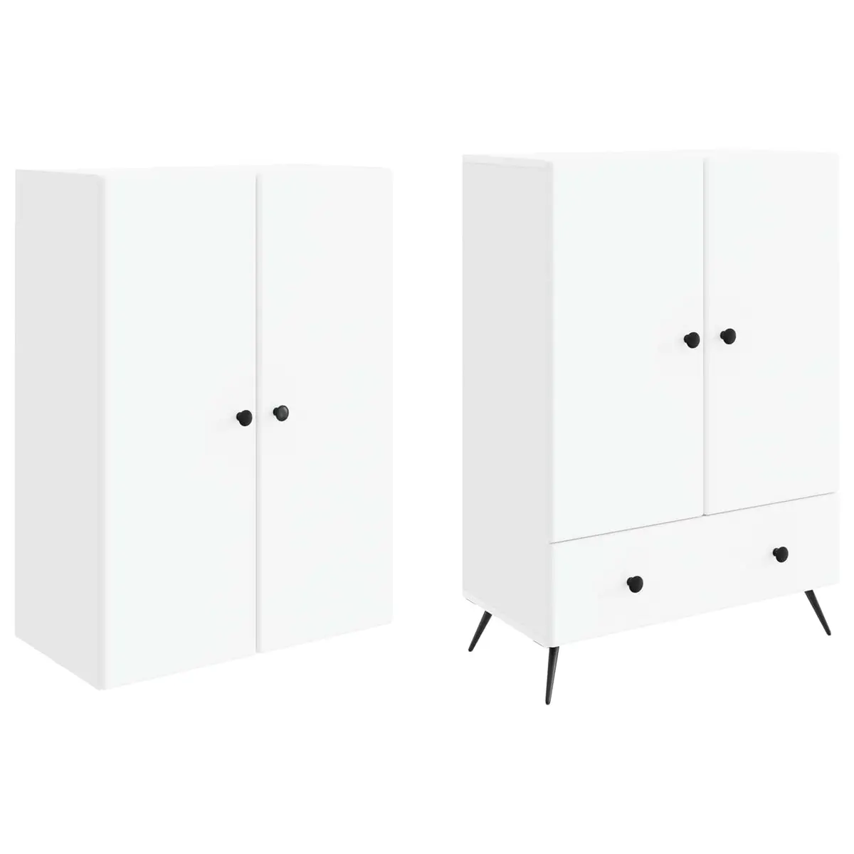 White 2-Piece Cabinet Set with LED Lighting