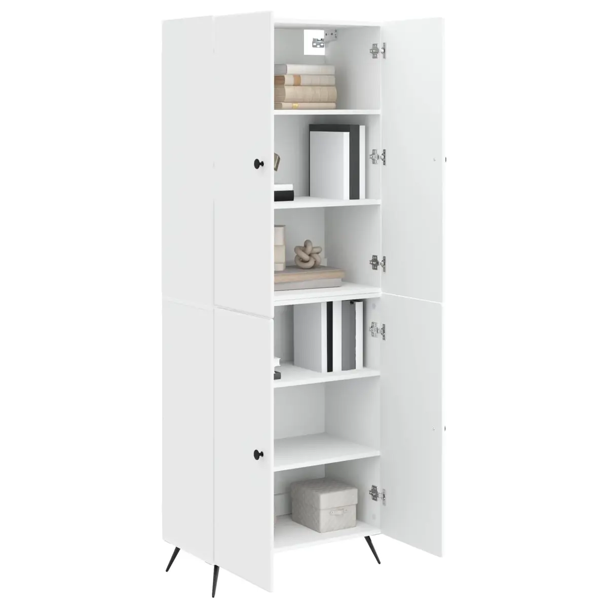 Cabinet Set White Modern Minimalist 2 Pieces Engineered Wood Storage Furniture