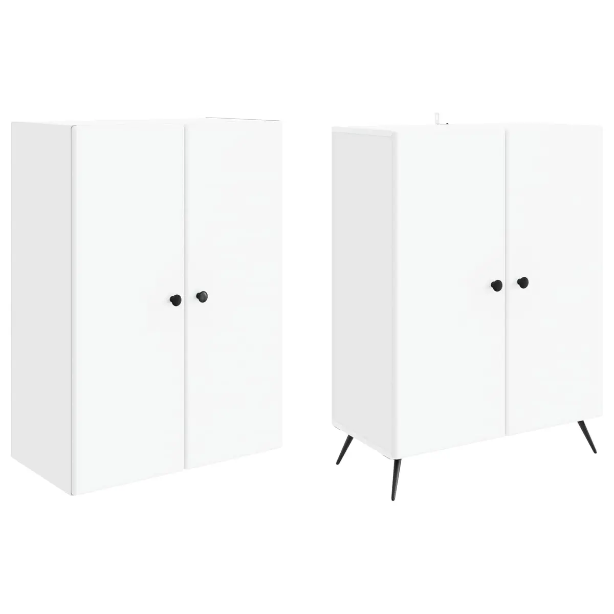 Cabinet Set White Modern Minimalist 2 Pieces Engineered Wood Storage Furniture