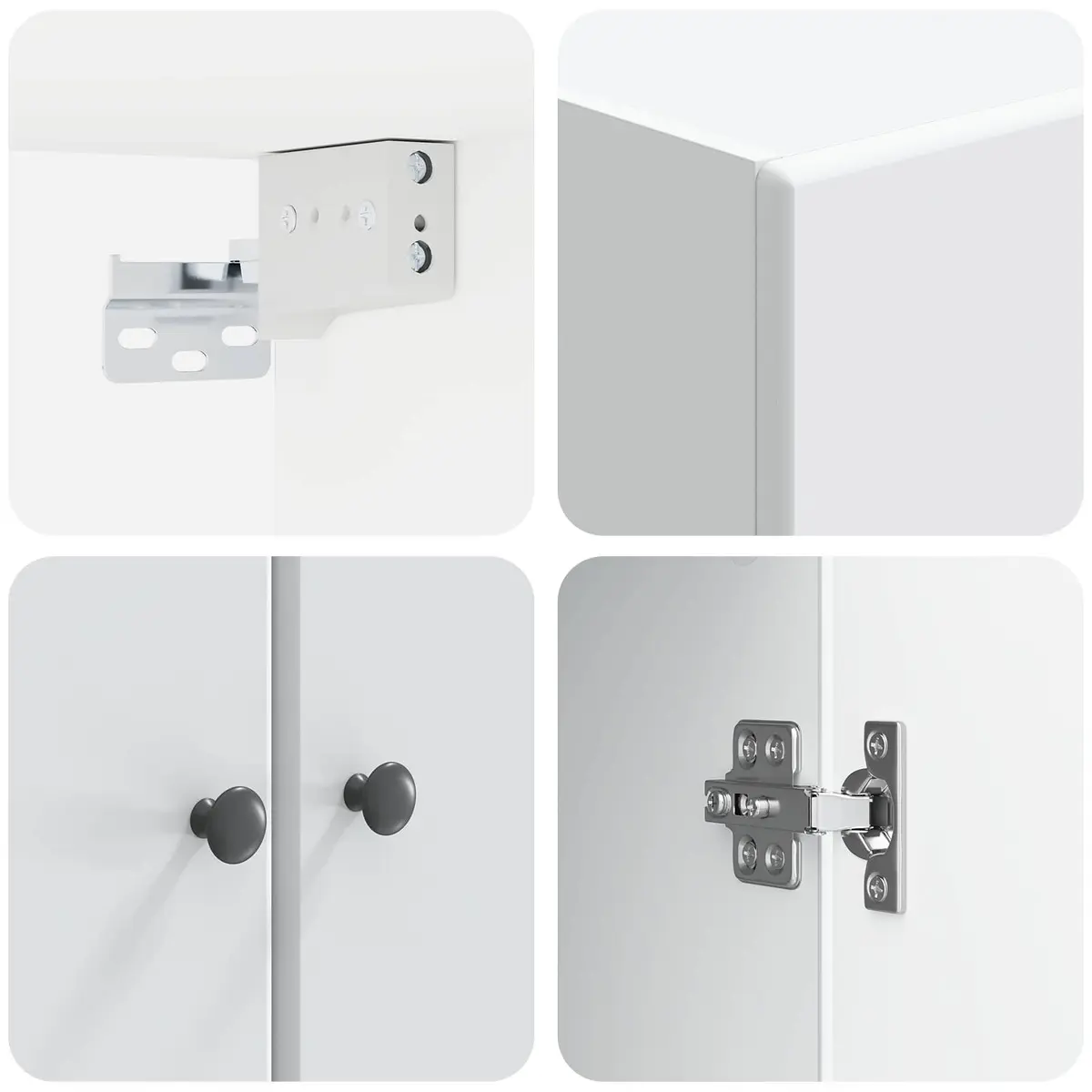 Cabinet Set White Modern Minimalist 2 Pieces Engineered Wood Storage Furniture