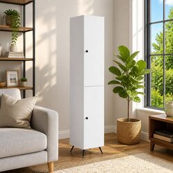 2-Piece White Engineered Wood Cabinet Set