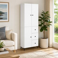 Charming White Engineered Wood Cabinet Set for Storage