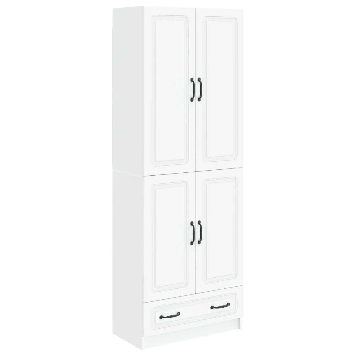 White Cabinet Set 2 Pieces Contemporary Engineered Wood Furniture Home Storage Living Room