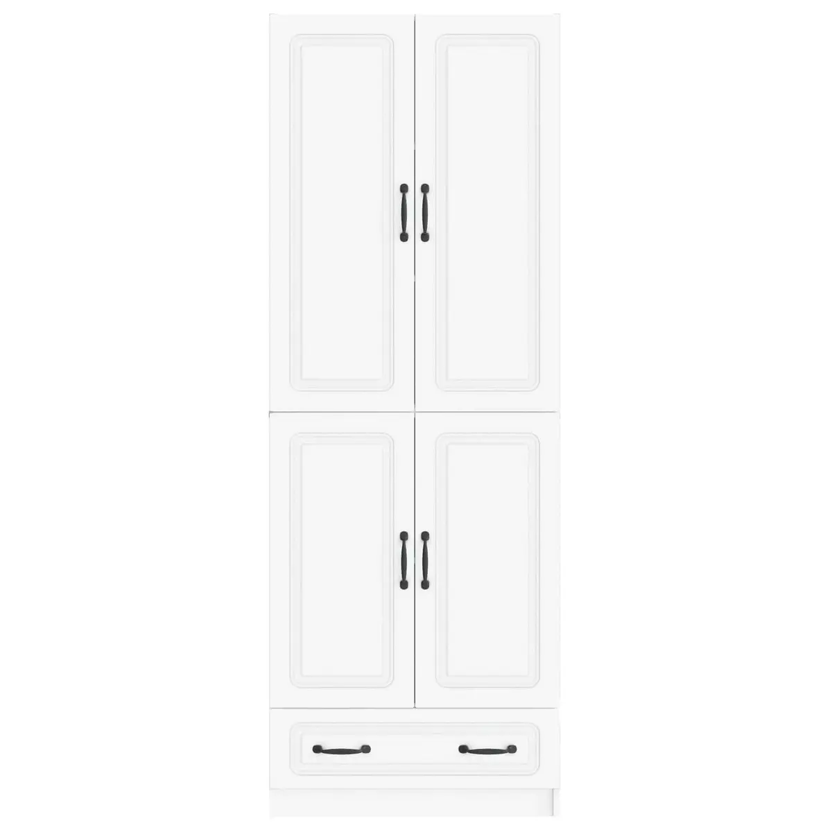 White Cabinet Set 2 Pieces Contemporary Engineered Wood Furniture Home Storage Living Room
