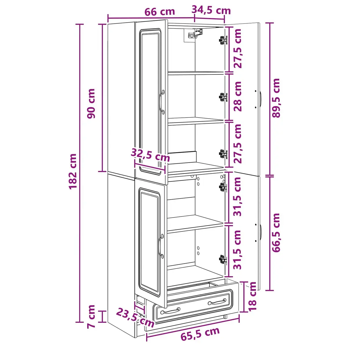 White Cabinet Set 2 Pieces Contemporary Engineered Wood Furniture Home Storage Living Room