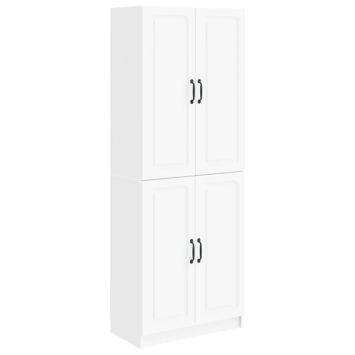 2 Piece White Storage Cabinet Set Engineered Wood Compartment Shelves