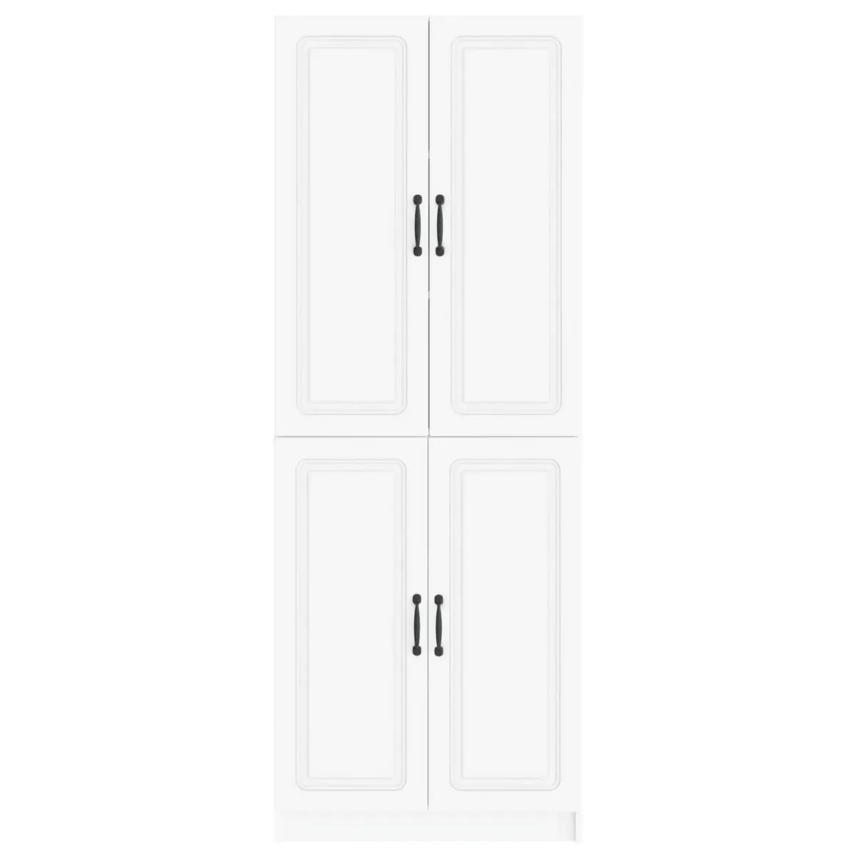 2 Piece White Storage Cabinet Set Engineered Wood Compartment Shelves