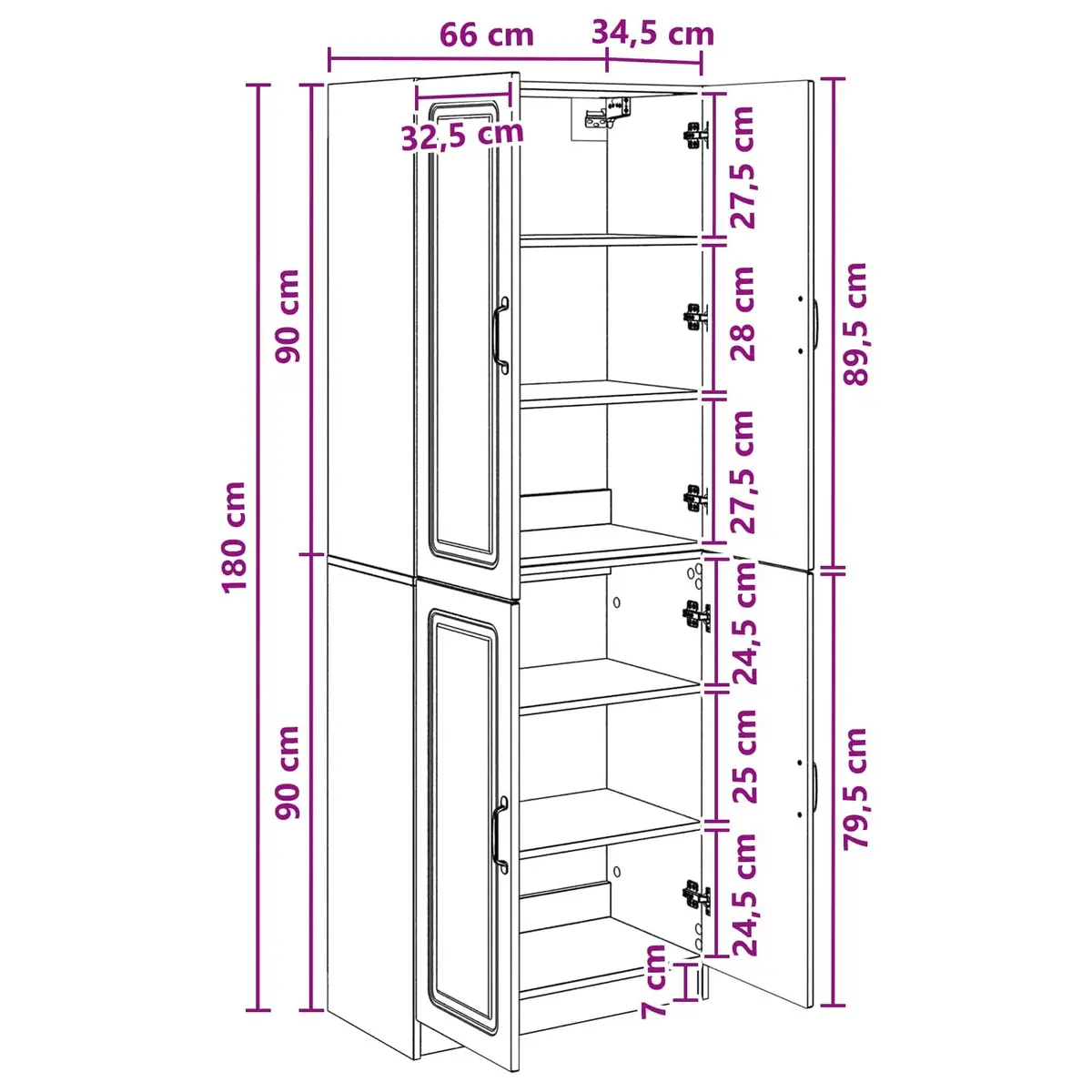 2 Piece White Storage Cabinet Set Engineered Wood Compartment Shelves