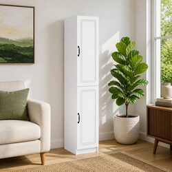 White Two-Piece Cabinet Set for Cozy Spaces