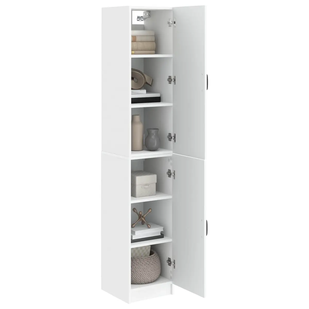 Cabinet Set 2 Pieces White Storage Furniture Living Room Bedroom Compartments