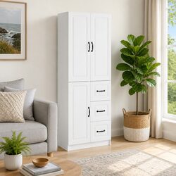 Two-Piece White Cabinet Set for Stylish Storage
