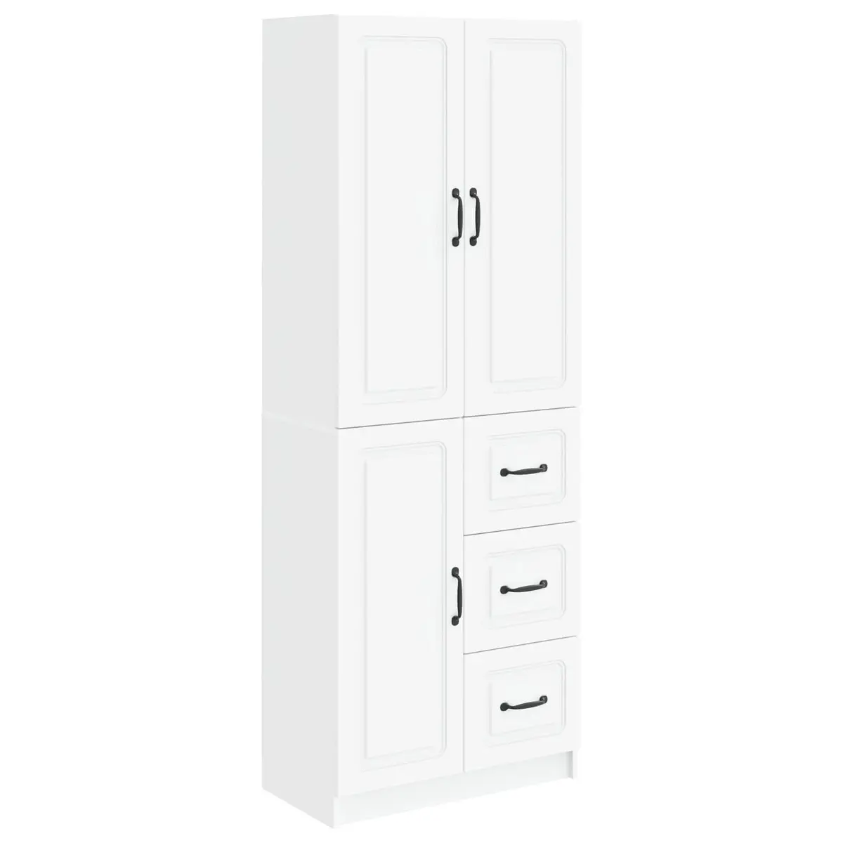 Cabinet Set Modern White 2 Pieces Engineered Wood Storage Living Room Organiser