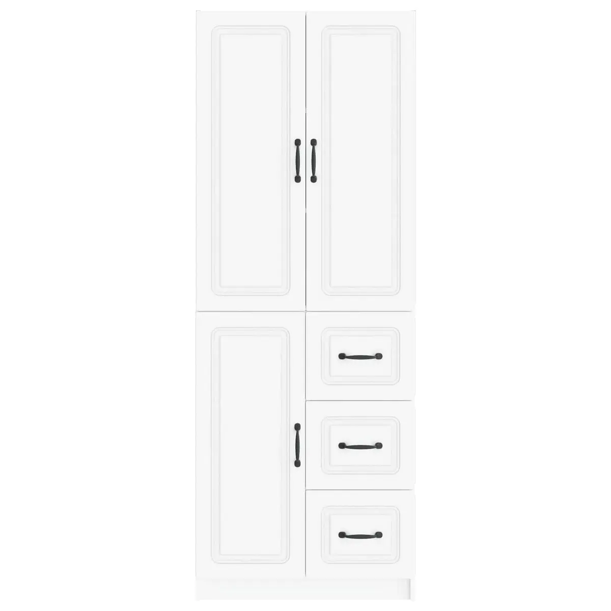 Cabinet Set Modern White 2 Pieces Engineered Wood Storage Living Room Organiser