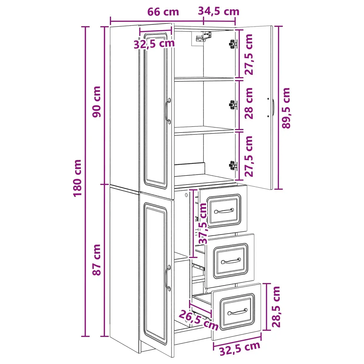 Cabinet Set Modern White 2 Pieces Engineered Wood Storage Living Room Organiser