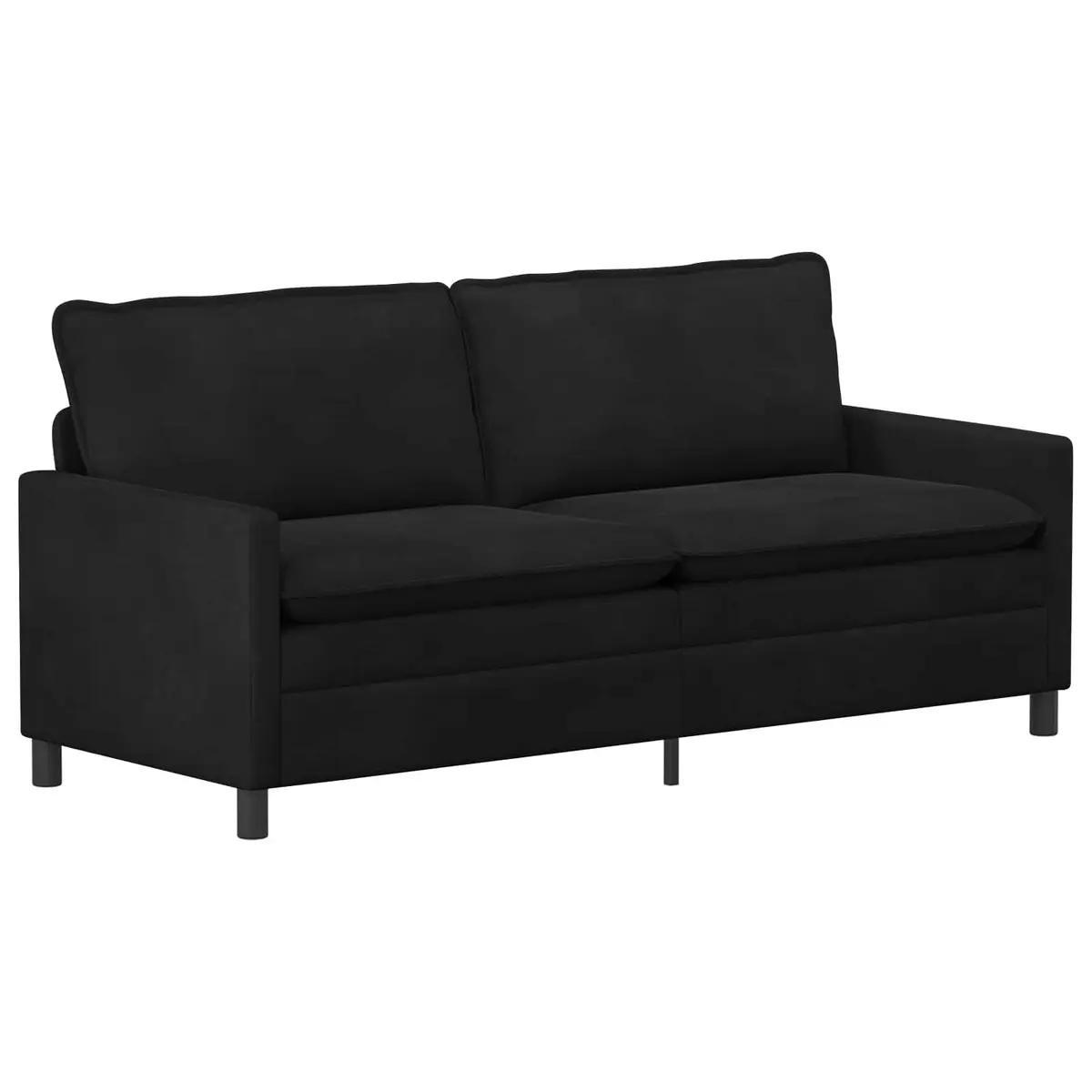 2 Piece Sofa Set Modern Black Velvet Double Layer Cushions Metal Frame