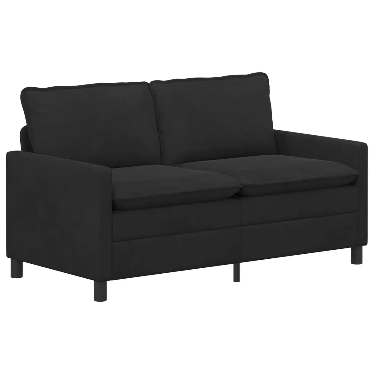 2 Piece Sofa Set Modern Black Velvet Double Layer Cushions Metal Frame