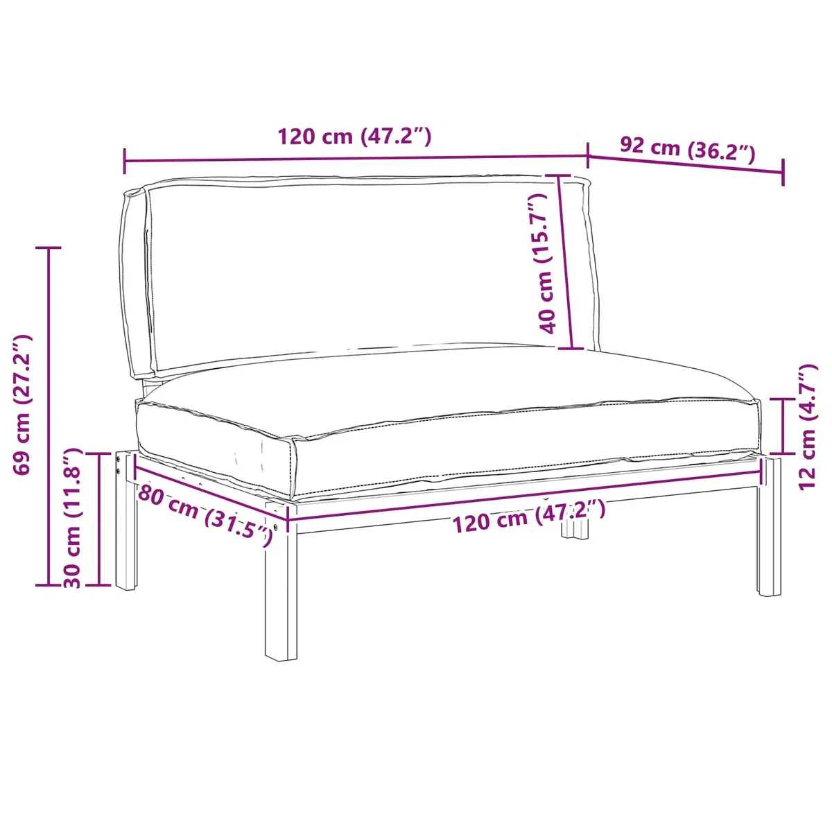 Sofa Set Anthracite Modular Outdoor Garden Furniture Solid Acacia Wood