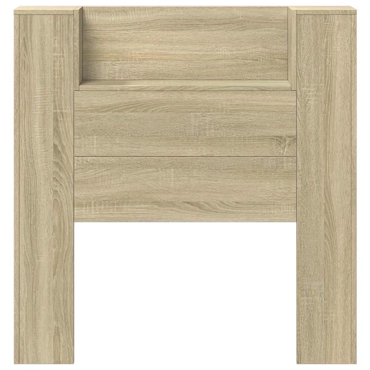 Storage Headboard RGB LED Lights Engineered Wood Bedroom Furniture Shelf