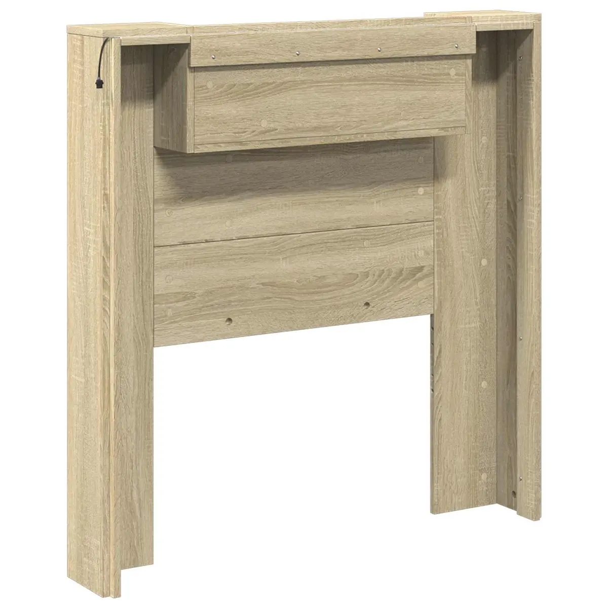 Storage Headboard RGB LED Lights Engineered Wood Bedroom Furniture Shelf