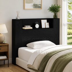 Storage Headboard with RGB LED Lights and Shelf