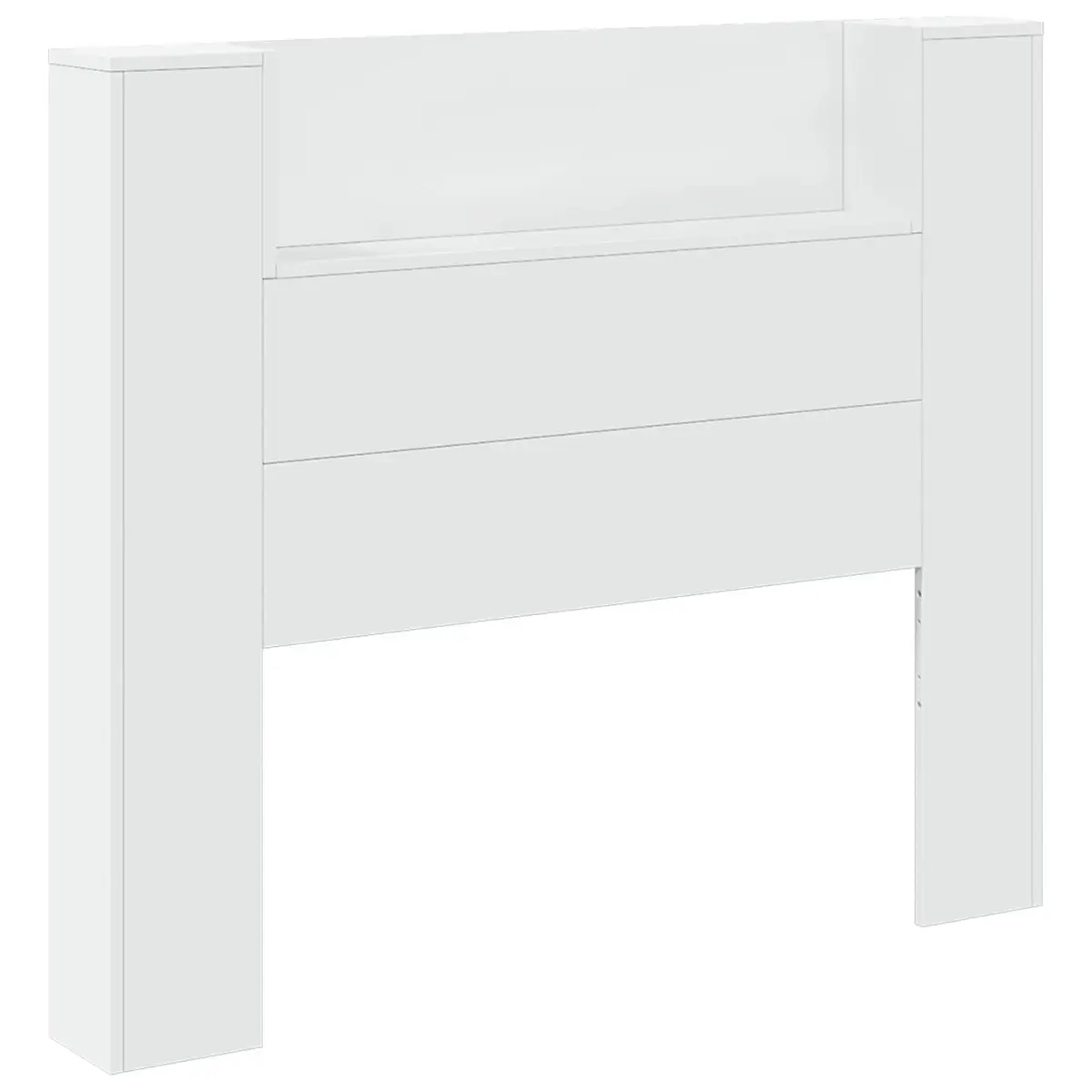 White Engineered Wood Storage Headboard with LED Lights