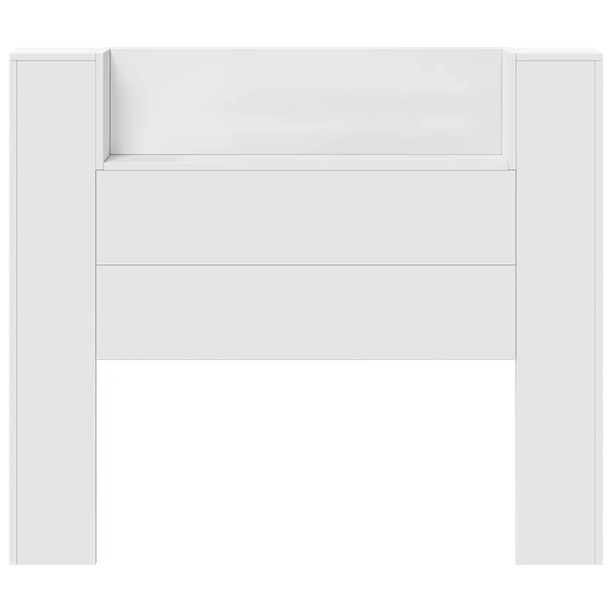 White Engineered Wood Storage Headboard with LED Lights