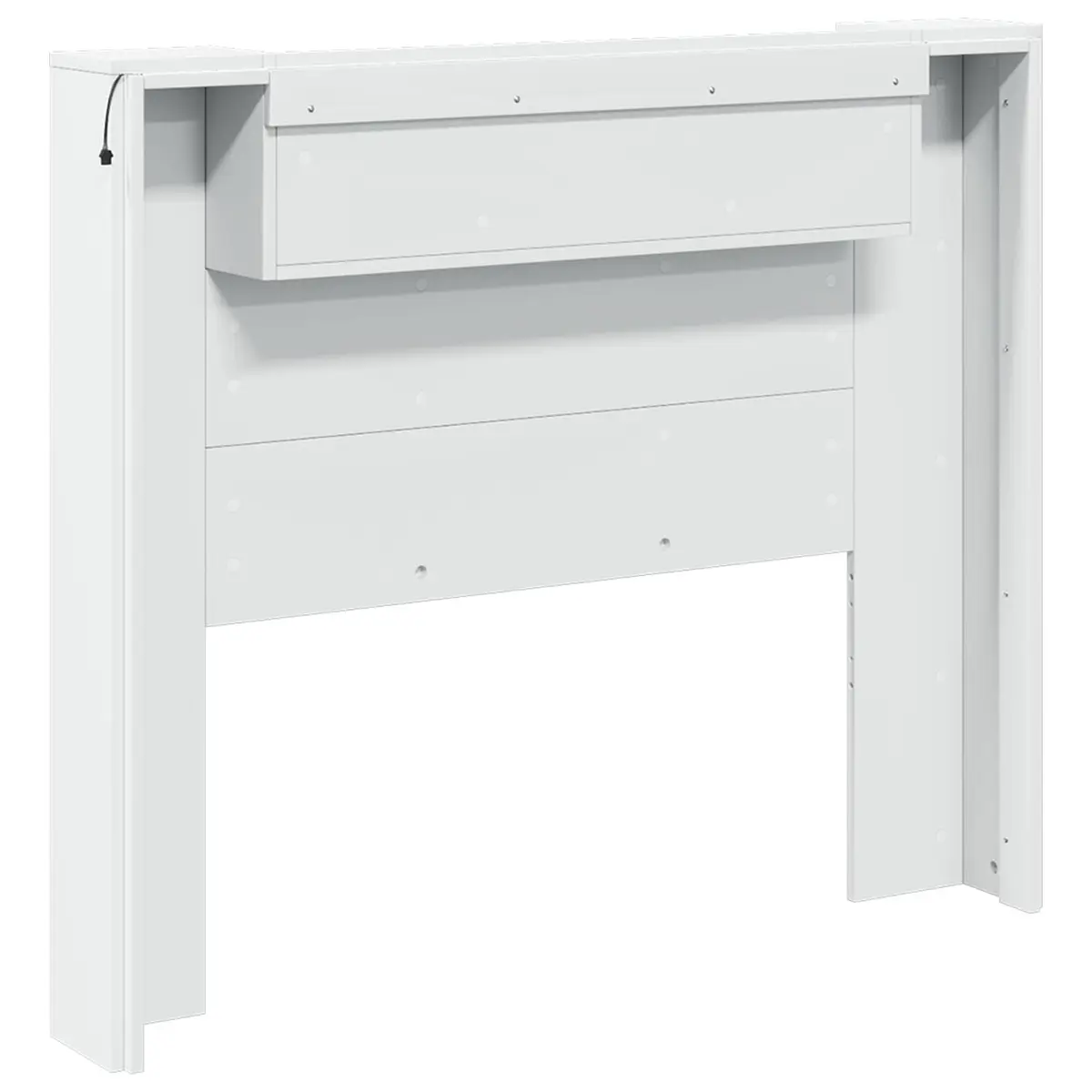 White Engineered Wood Storage Headboard with LED Lights