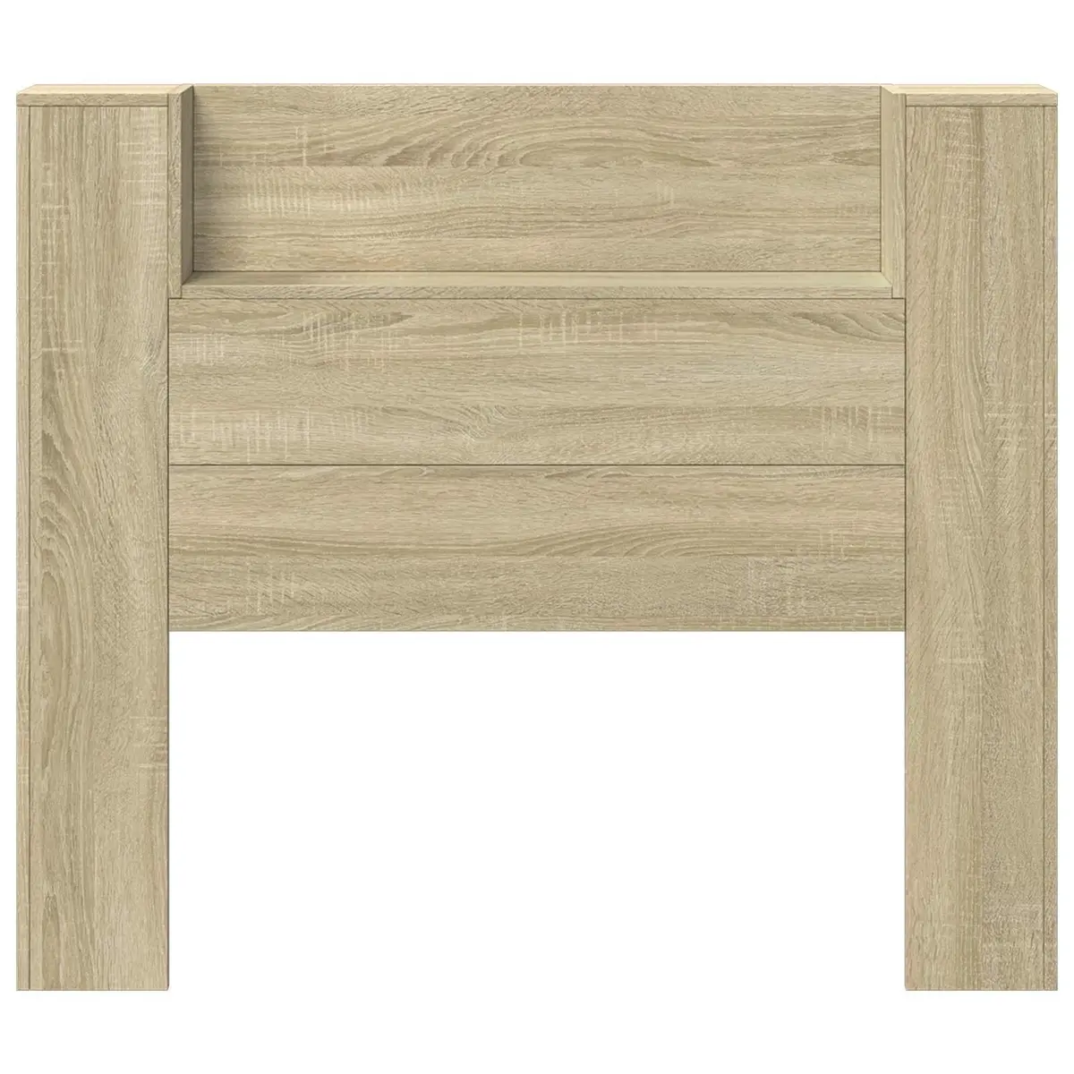 Storage Headboard with RGB LED Lights Engineered Wood Bedroom Furniture Shelf