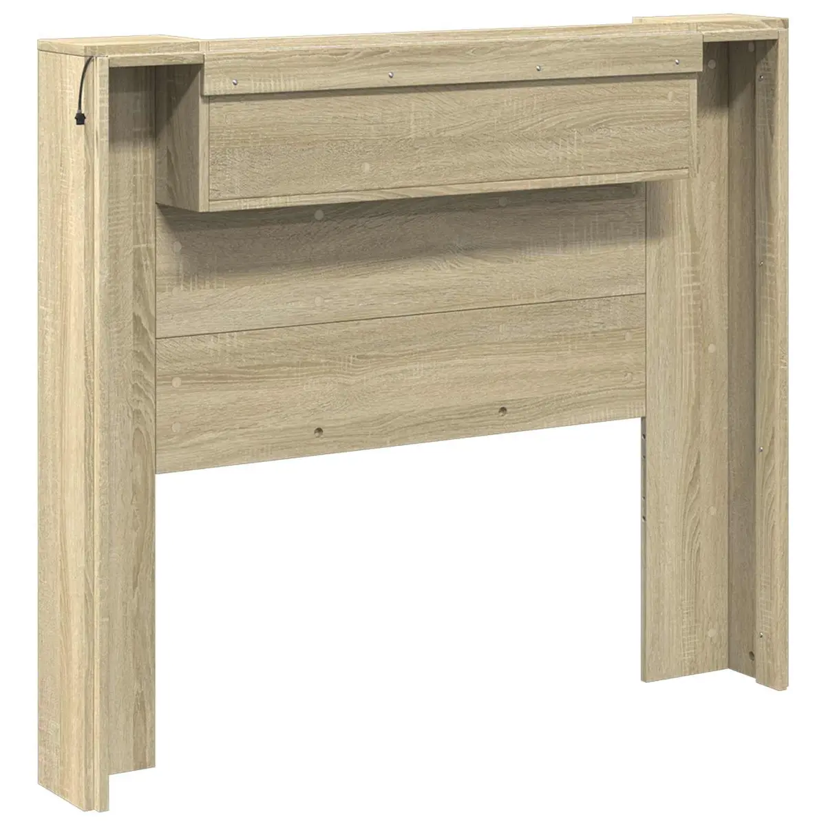 Storage Headboard with RGB LED Lights Engineered Wood Bedroom Furniture Shelf
