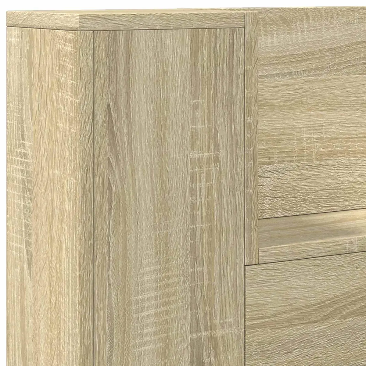 Storage Headboard with RGB LED Lights Engineered Wood Bedroom Furniture Shelf