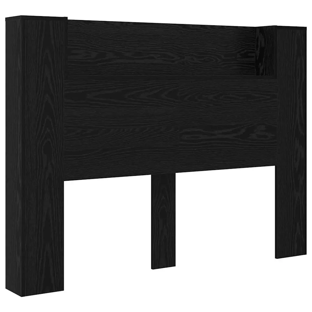 Storage Headboard Black Engineered Wood with RGB LED Lights