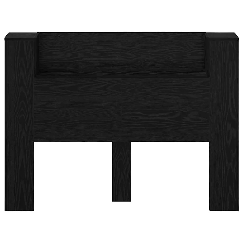 Storage Headboard Black Engineered Wood with RGB LED Lights