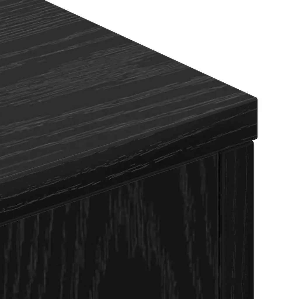 Storage Headboard Black Engineered Wood with RGB LED Lights