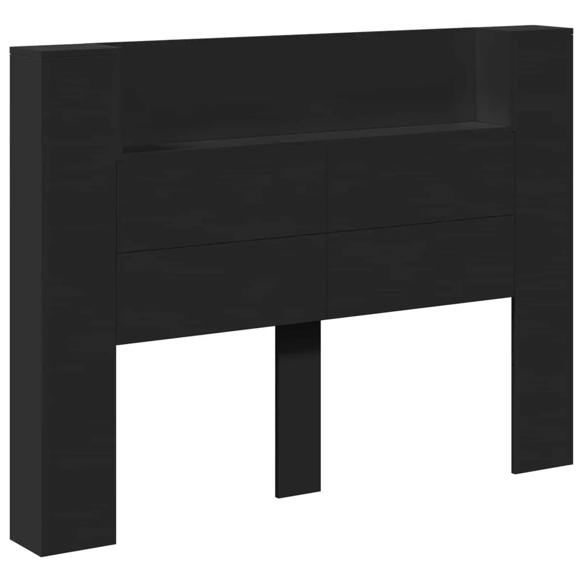Storage Headboard with RGB LED Lights in Black
