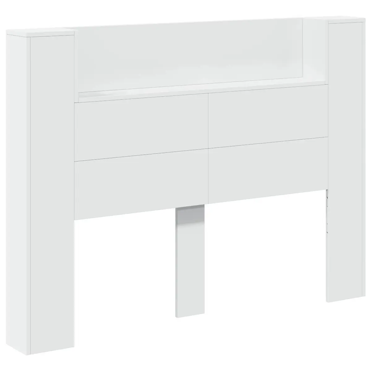Storage Headboard with RGB LED Lights White Engineered Wood Bedroom Shelf