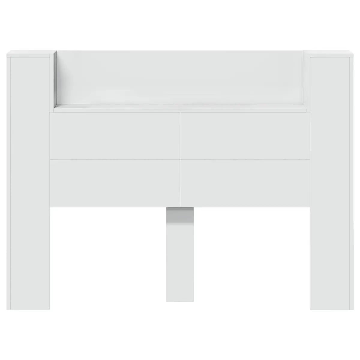Storage Headboard with RGB LED Lights White Engineered Wood Bedroom Shelf