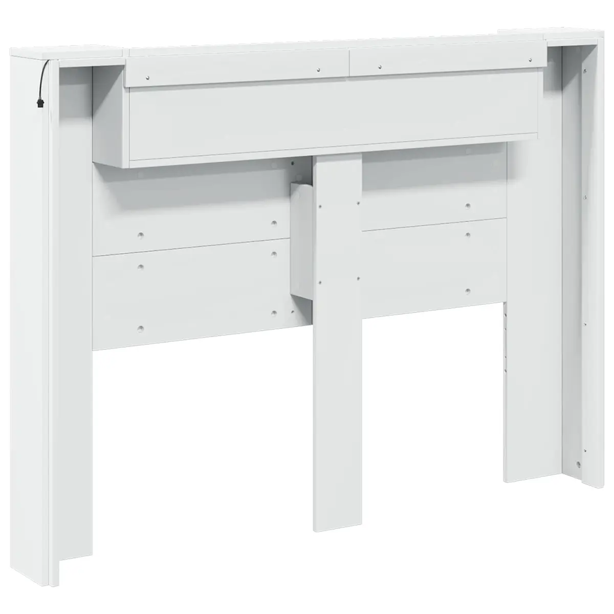 Storage Headboard with RGB LED Lights White Engineered Wood Bedroom Shelf