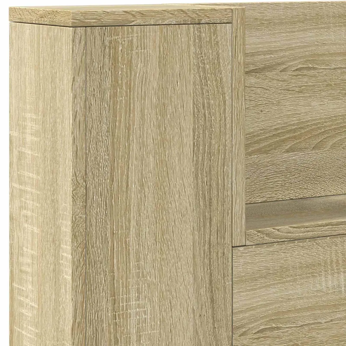 Storage Headboard with LED Lights Engineered Wood Bedroom Furniture Shelves
