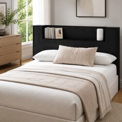 Storage Headboard with RGB LED Lighting in Black
