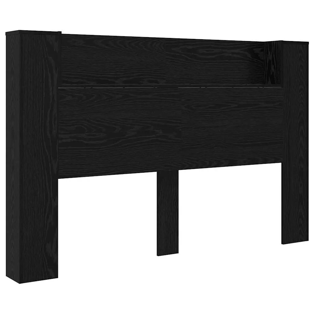 Storage Headboard with RGB LED Lights Black Engineered Wood