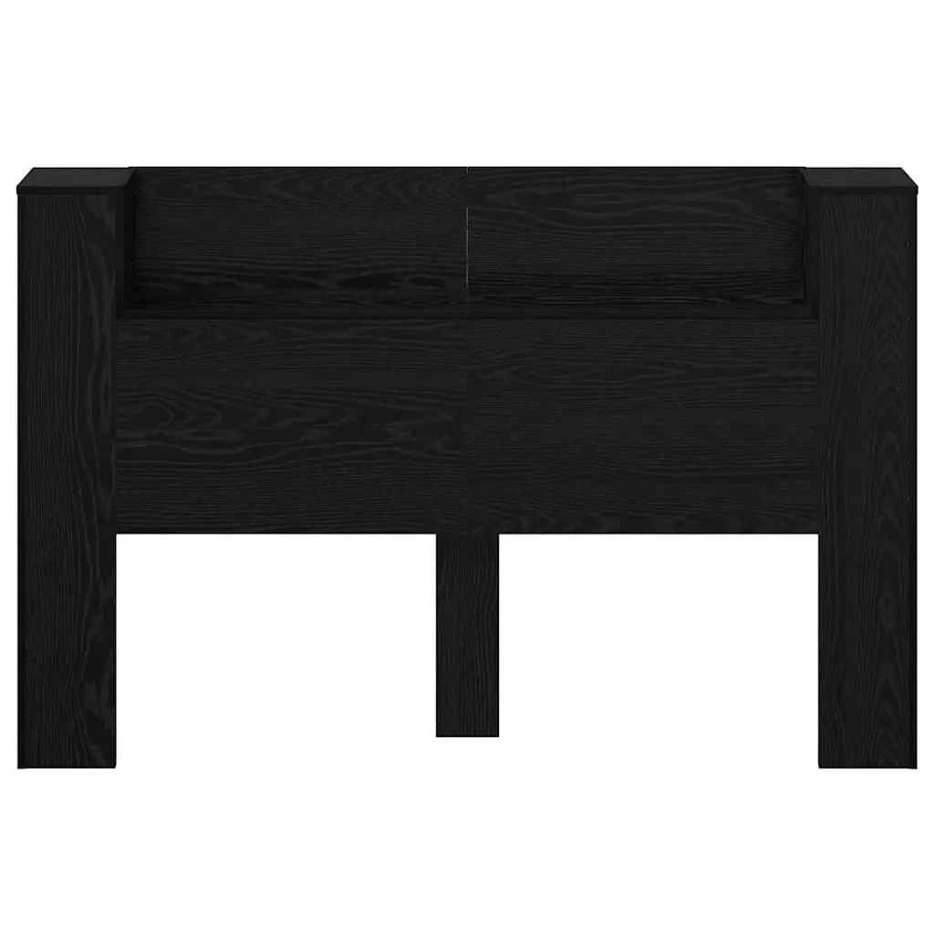 Storage Headboard with RGB LED Lights Black Engineered Wood