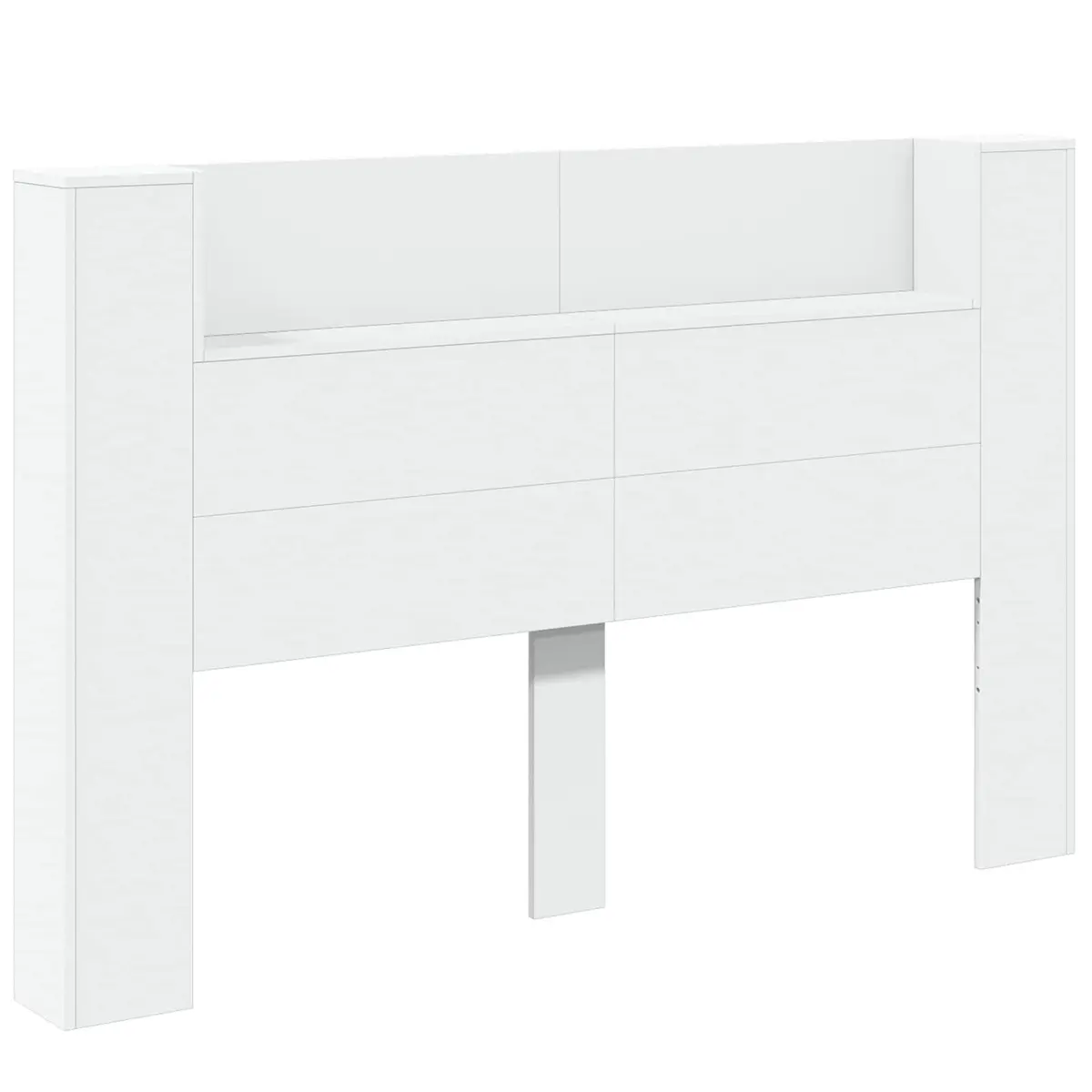 RGB LED Storage Headboard with Integrated Shelf White Engineered Wood Bedroom Furniture