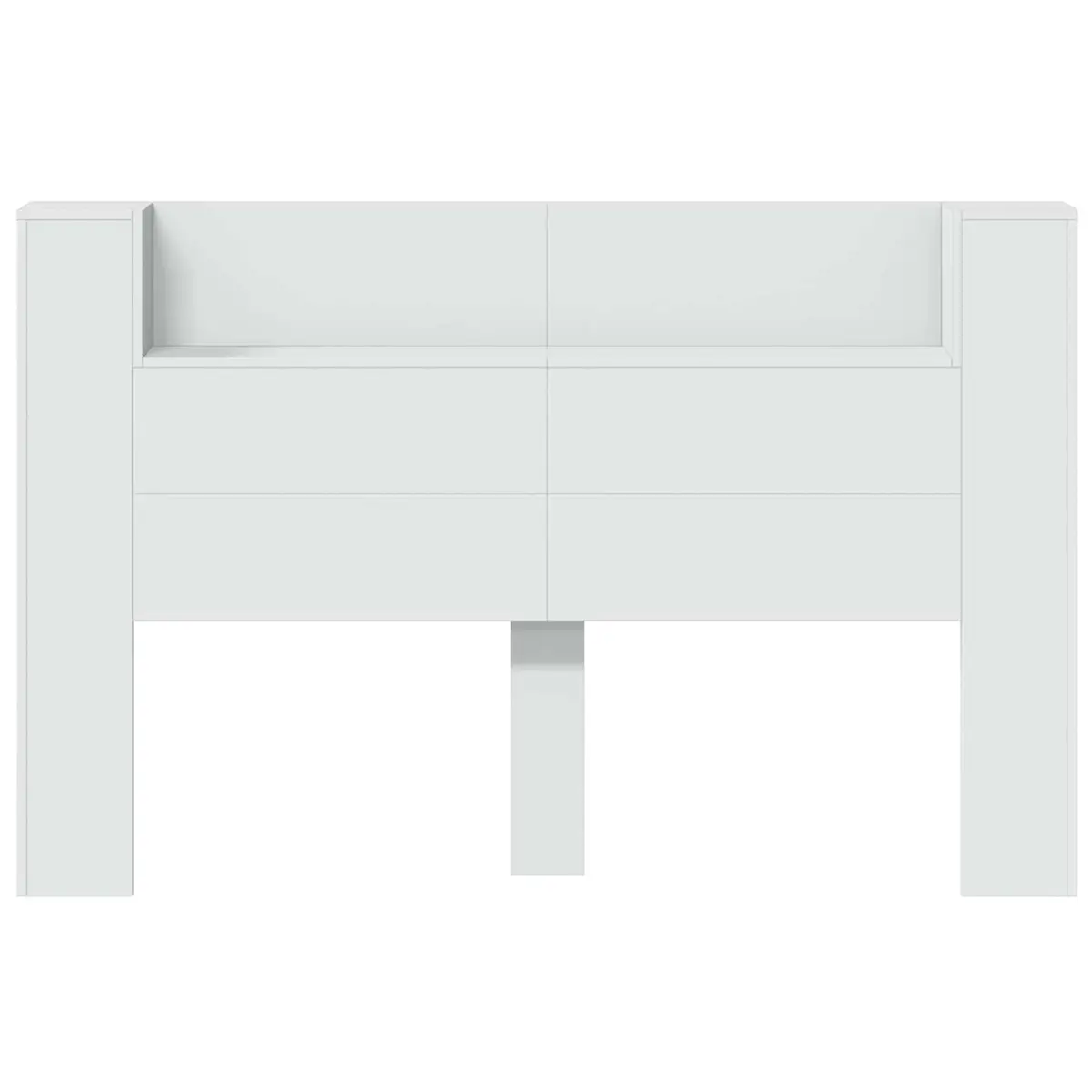 RGB LED Storage Headboard with Integrated Shelf White Engineered Wood Bedroom Furniture