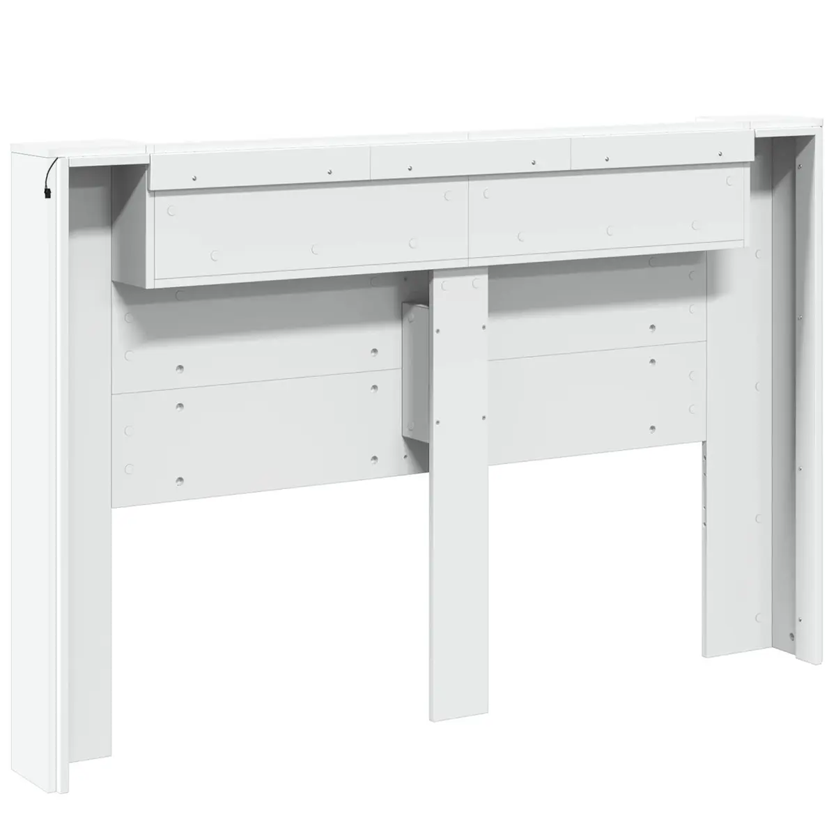 RGB LED Storage Headboard with Integrated Shelf White Engineered Wood Bedroom Furniture