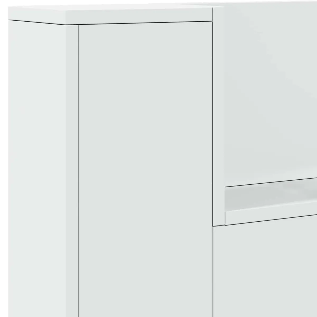 RGB LED Storage Headboard with Integrated Shelf White Engineered Wood Bedroom Furniture