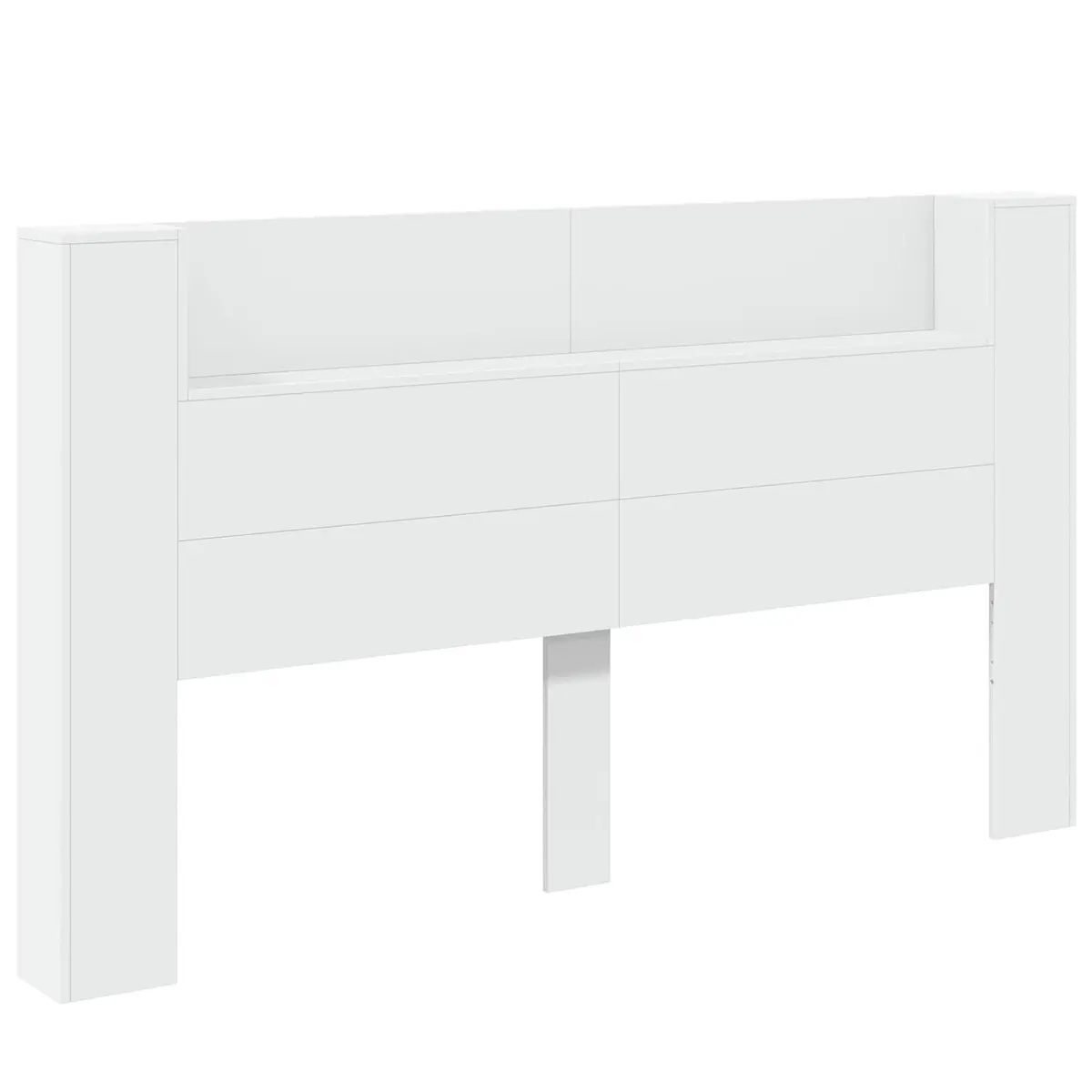 White Storage Headboard with RGB LED Lights Built-in Shelf Bedroom Furniture