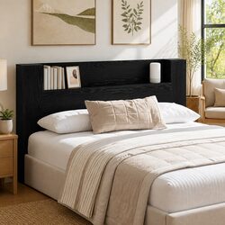Storage Headboard with RGB LED Lights for Bedroom