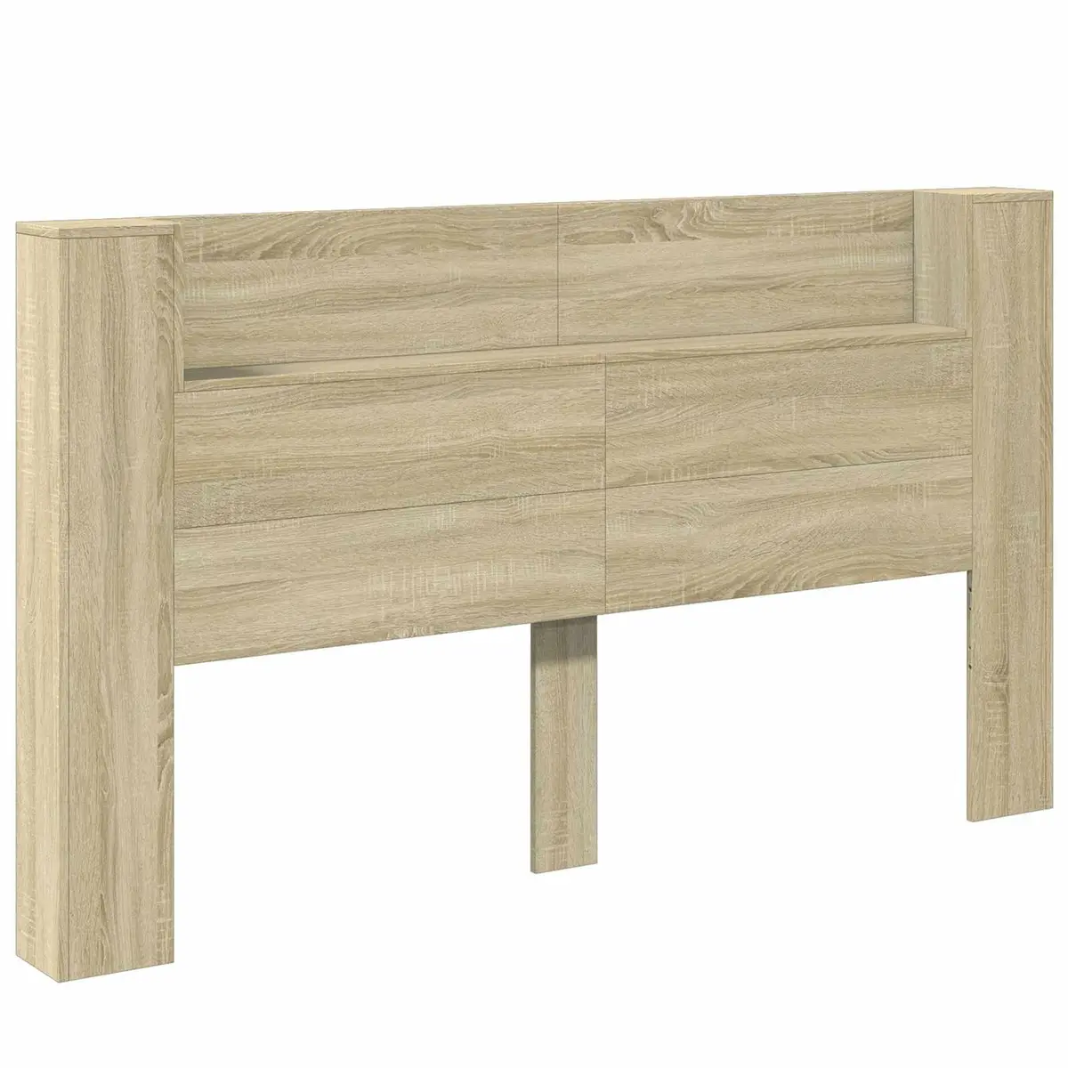 Brown Engineered Wood Storage Headboard with LED Lights