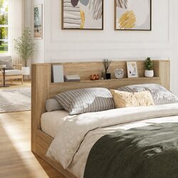 Storage Headboard with Adjustable RGB LED Lights