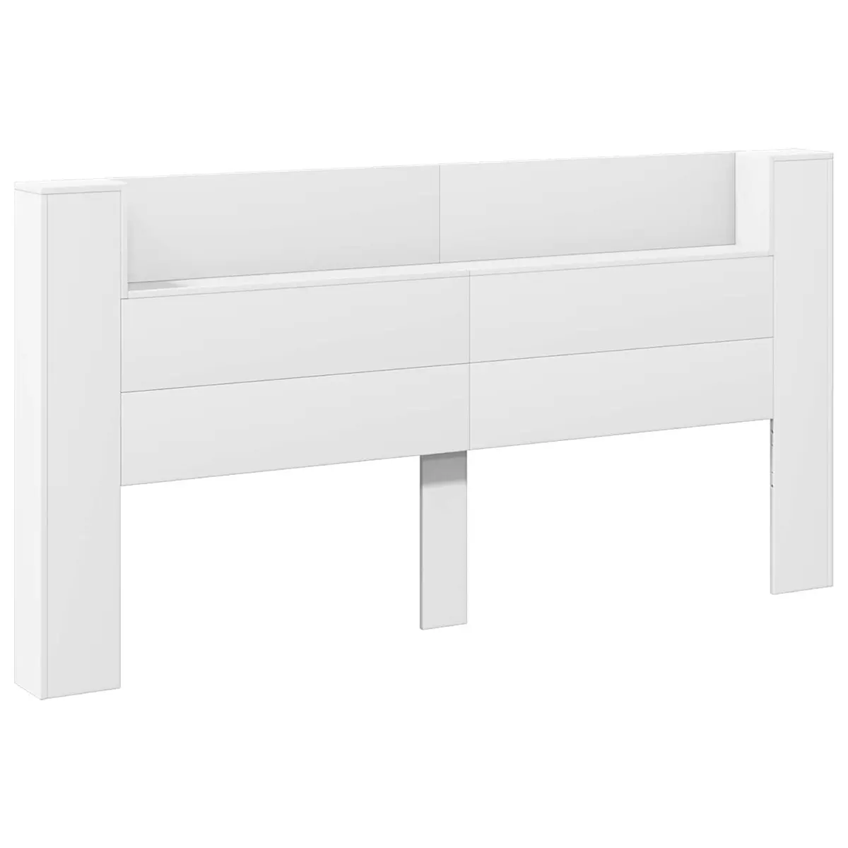 Storage Headboard White Engineered Wood with RGB LED Lights and Shelf